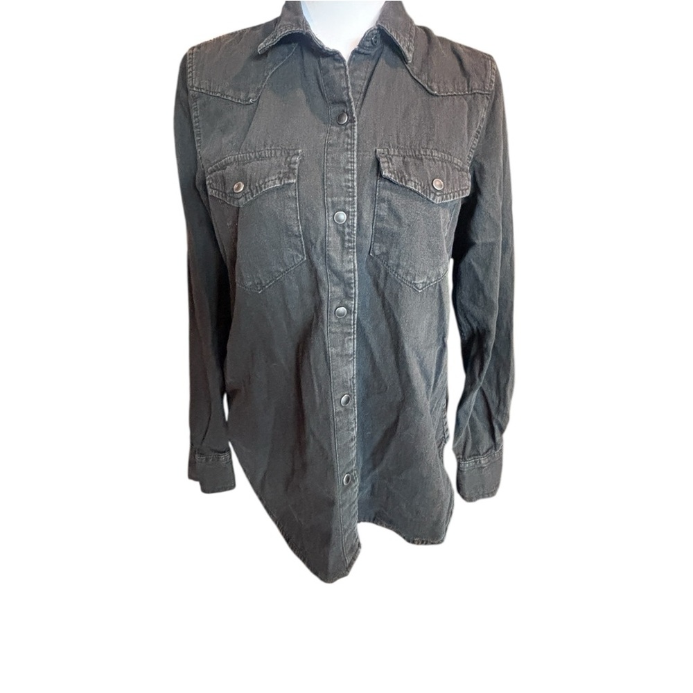 GAP Black Snap Button Shirt Women’s Long Sleeve Casual Top